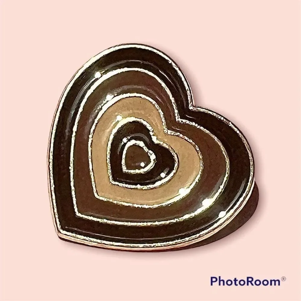Brown Coffee Neutral Colors Heart Enamel Pin